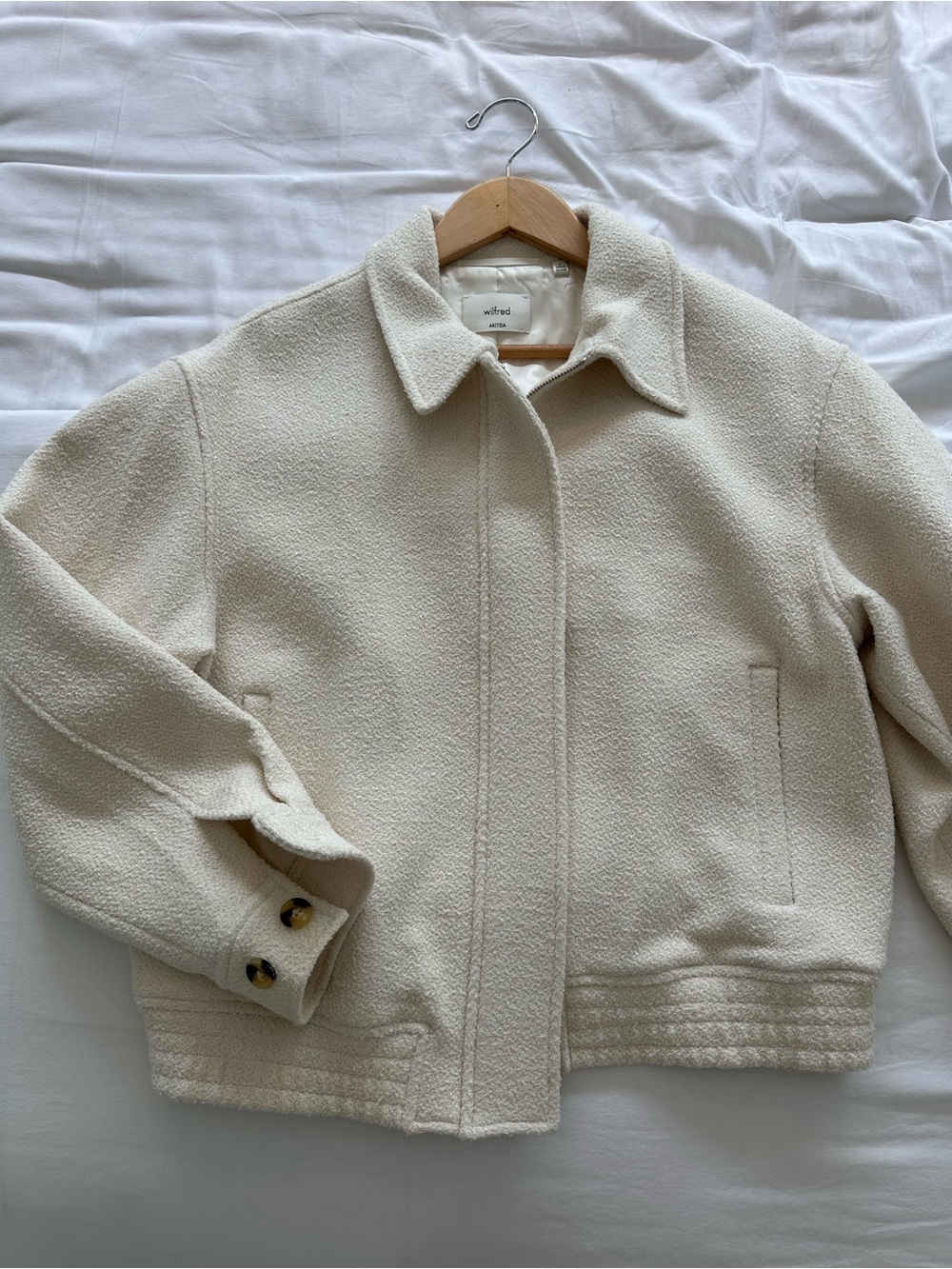 Wilfred Off-White Bouclé Short Teddy Jacket